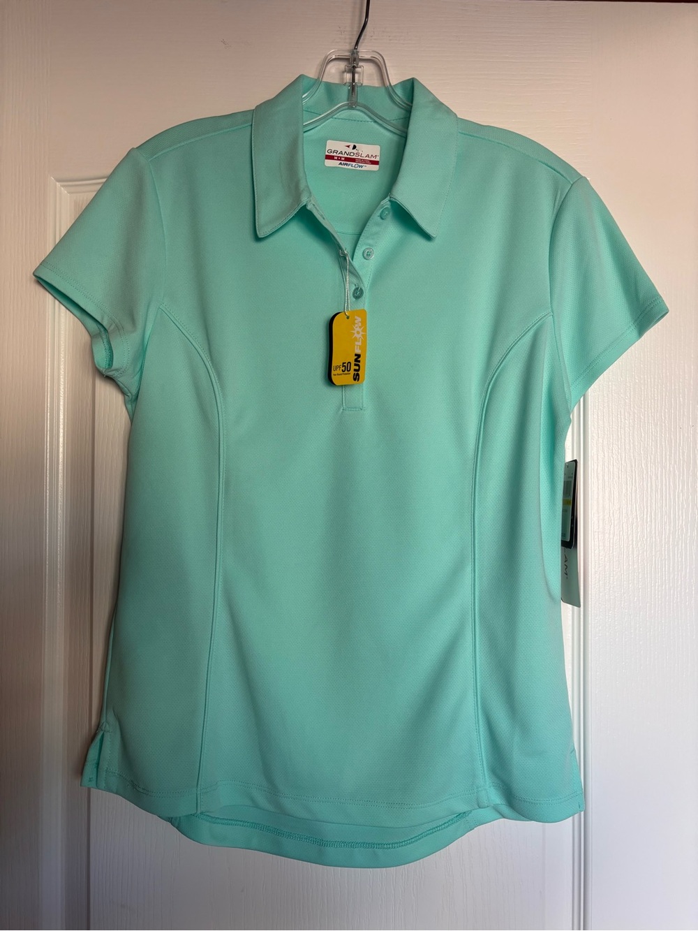 Grand Slam NWT Polo Shirt Womens Medium Teal Golf Tennis Airflow pickleball
